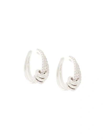 Shop Apm Monaco Crystal Embellished Earjacket In Silver