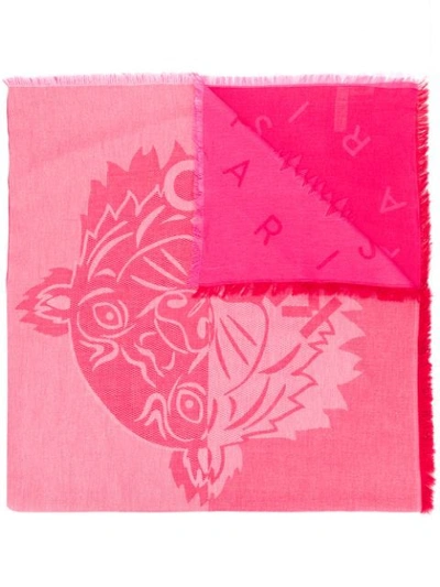 Shop Kenzo Logo Print Scarf In Pink