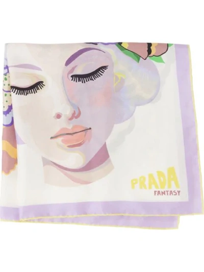 Shop Prada Fantasy Floral-print Scarf In Pink