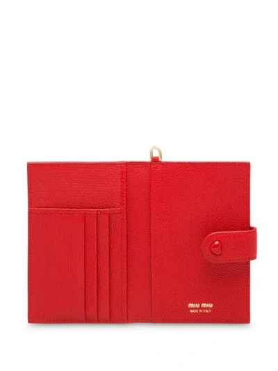 Shop Miu Miu Madras Leather Wallet In Red