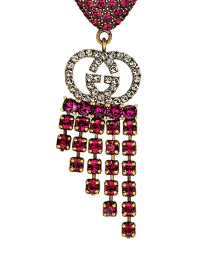 Shop Gucci Strawberry Drop Earrings In Red