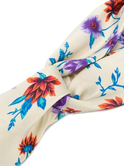 Shop Bally Floral Pattern Headscarf In Neutrals