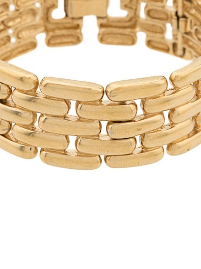Pre-owned Givenchy 1980s Watchband Statement Bracelet In Gold