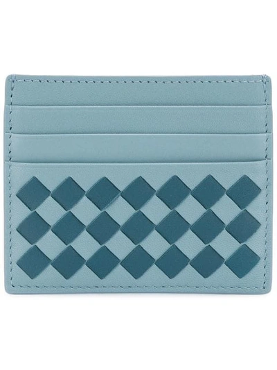 Shop Bottega Veneta Intricciato Check Card Case In Blue