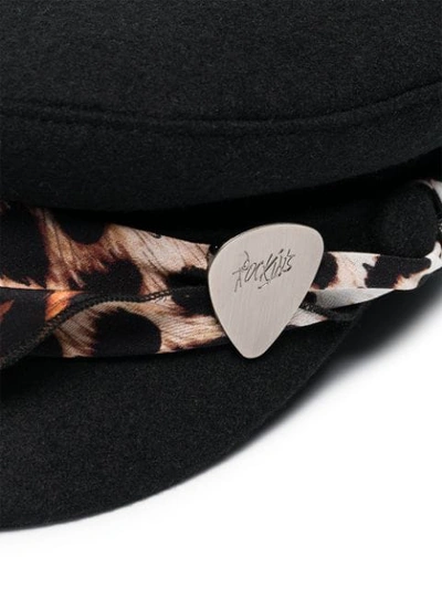 Shop Rockins Black And Brown Scarf Detail Wool Hat