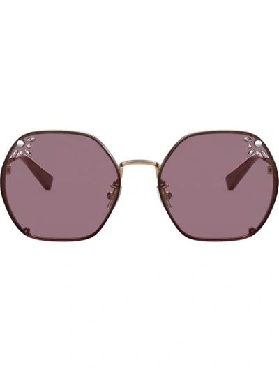 Shop Coach Rhinestone-embellished Sunglasses In Pink