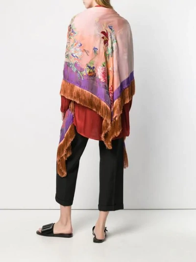 ETRO FRINGED FLORAL PRINT SHAWL - 紫色