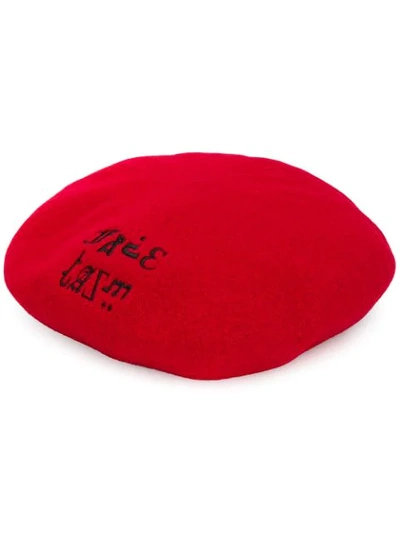 Shop Facetasm Embroidered Beret In Red