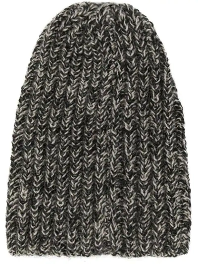 Shop Voz Hand Knit Beanie In Grey