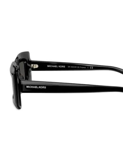 Shop Michael Kors St. Tropez Thick Square Frame Sunglasses In Black