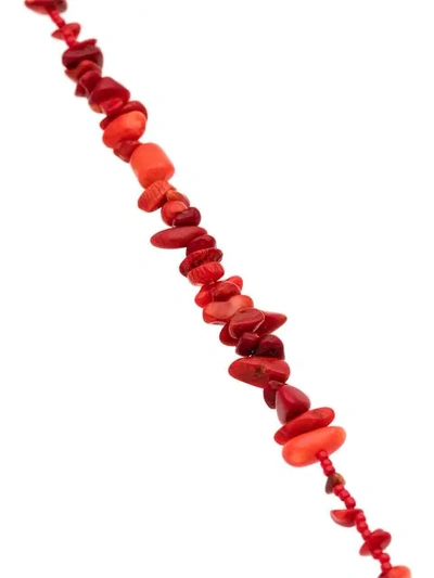 Shop Anni Lu Stone Beaded Necklace In Red