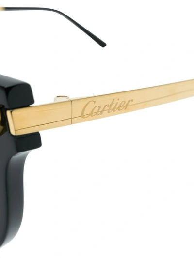 Shop Cartier Round Frame Panther Sunglasses In Black