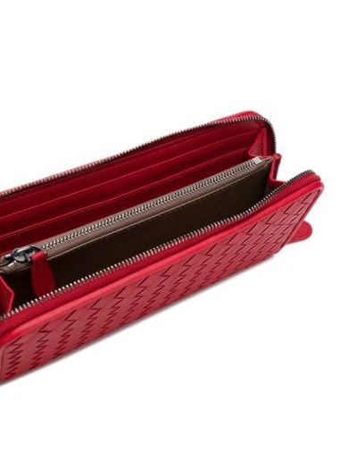 Shop Bottega Veneta China Red Intrecciato Nappa Zip Around Wallet