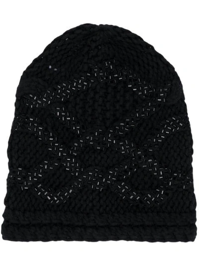 Shop Ermanno Scervino Embellished Beanie Hat In Black