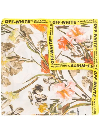 Shop Off-white Floral Print Scarf