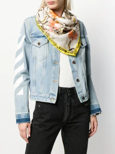 Shop Off-white Floral Print Scarf