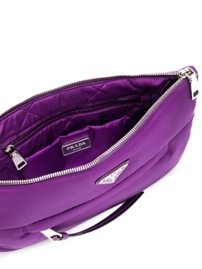 Shop Prada Logo Plaque Padded Purse In Purple