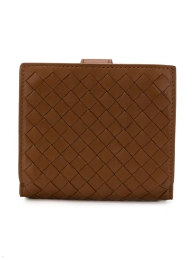 Shop Bottega Veneta Intrecciato Bi-fold Wallet In Brown