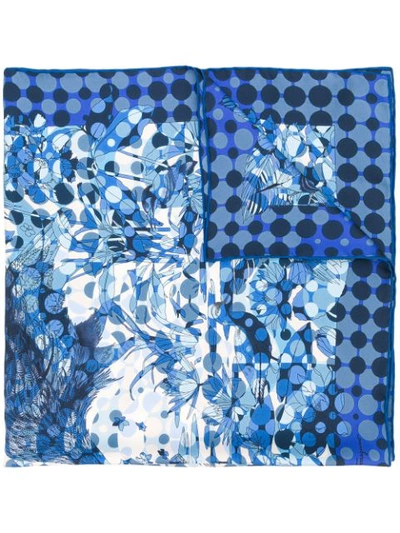 Shop Ferragamo Salvatore  Layered Print Scarf - Blue