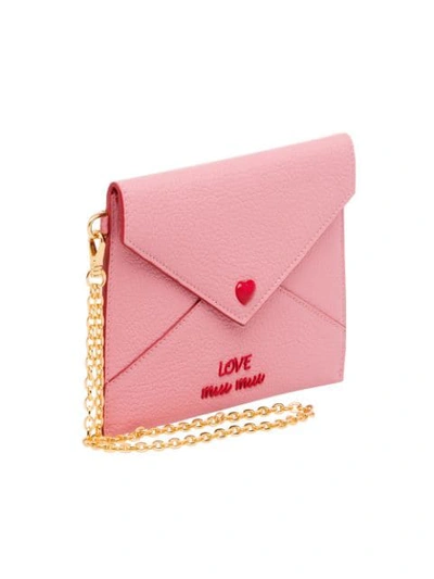 Shop Miu Miu Love Logo Envelope Pouch In Pink