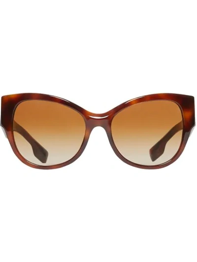 Shop Burberry Butterfly Frame Sunglasses In Brown