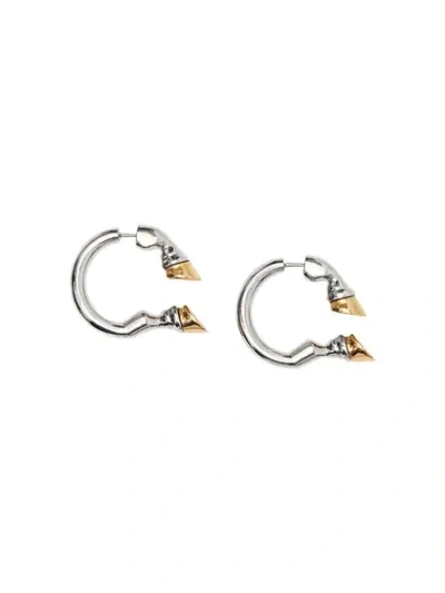 Shop Burberry Palladium And Gold-plated Hoof Open-hoop Earrings In Palladio/gold