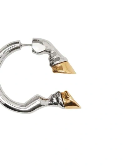 Shop Burberry Palladium And Gold-plated Hoof Open-hoop Earrings In Palladio/gold