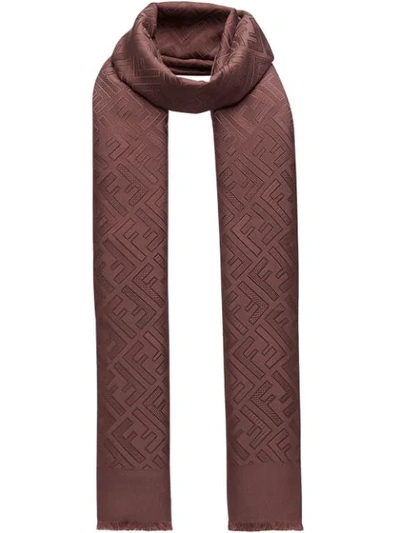 Shop Fendi Ff Motif Scarf - Red