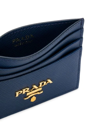 Shop Prada Saffiano Card Case - Blue