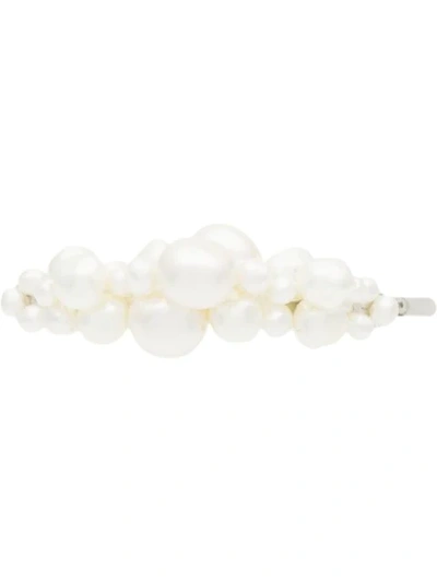 Shop Simone Rocha Baroque Pearl Hair Clip In White
