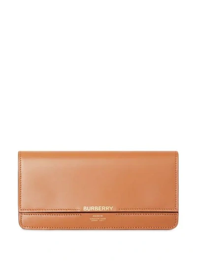 Shop Burberry Horseferry Embossed Leather Continental Wallet In Brown