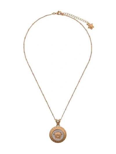 Shop Versace Medusa Head Medallion Necklace In Gold