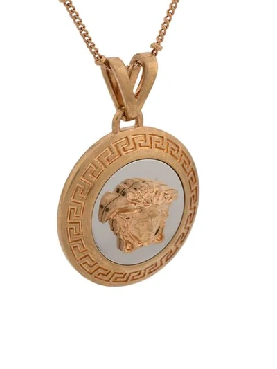 Shop Versace Medusa Head Medallion Necklace In Gold