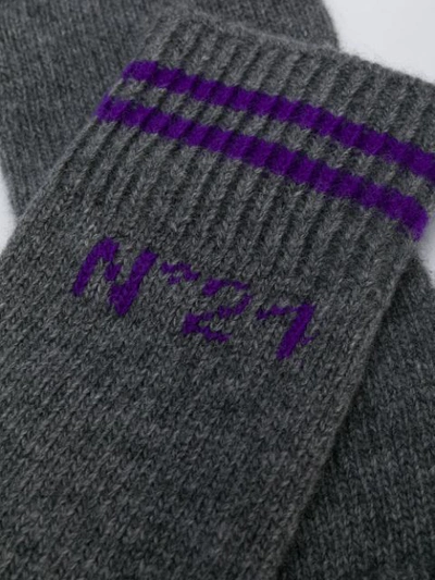 Shop N°21 Long Logo Gloves In Grey