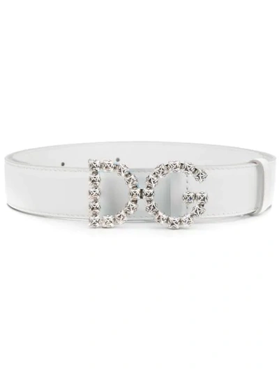 Shop Dolce & Gabbana Dg Logo Belt In White