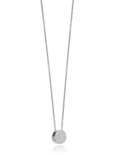 Shop Monica Vinader Fiji Button Diamond Necklace In Silver