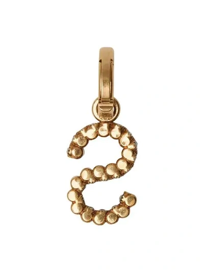 Shop Burberry Crystal ‘s' Alphabet Charm In Gold