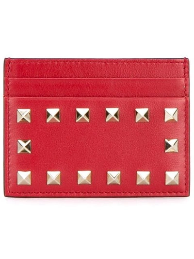 Shop Valentino Rockstud Cardholder In Red