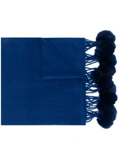 Shop N•peal N.peal Fur Bobble Woven Scarf - Blue