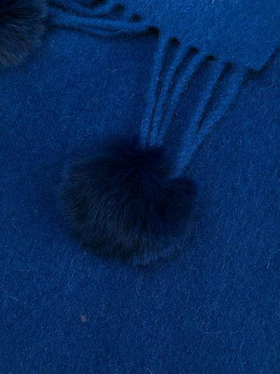 Shop N.peal Fur Bobble Woven Scarf - Blue