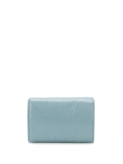 Shop Balenciaga Mini Textured Wallet - Blue