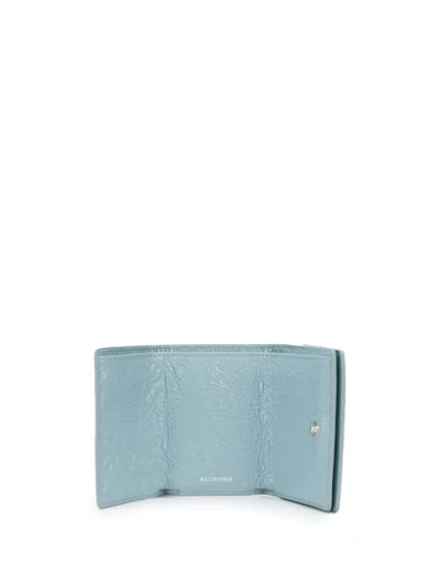 Shop Balenciaga Mini Textured Wallet - Blue