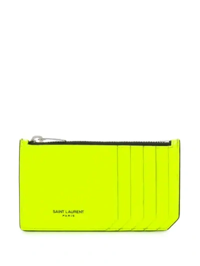 SAINT LAURENT LOGO PRINT CARD HOLDER - 黄色