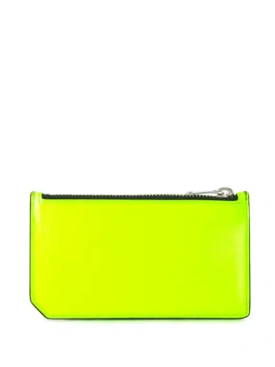 Shop Saint Laurent Logo Print Card Holder In Yellow