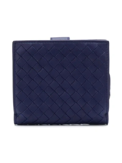 Shop Bottega Veneta Woven Flap Wallet In Blue