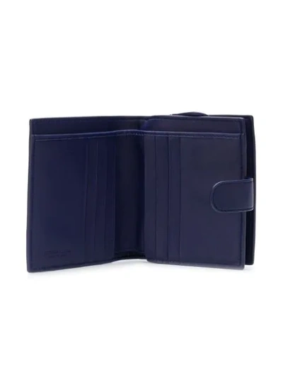 Shop Bottega Veneta Woven Flap Wallet In Blue