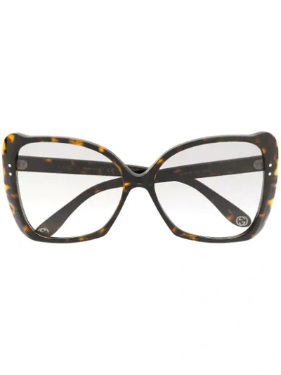 Shop Gucci Cat-eye Oversized Sunglasses In Brown