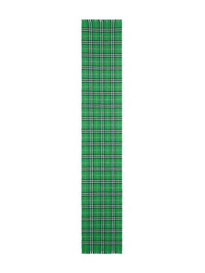 Shop Burberry Check Cashmere Scarf In Green