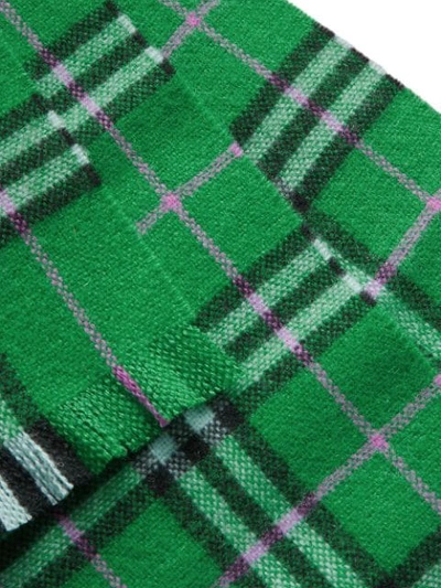 Shop Burberry Check Cashmere Scarf In Green