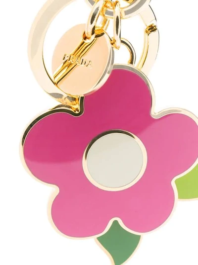 Shop Prada Flower Keychain In Pink